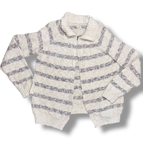 O'Neill Gray and Cream Cardigan Sweater Sz L - Picture 1 of 11